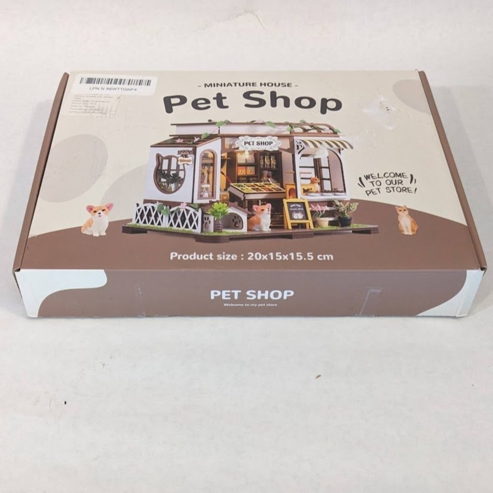 DIY Miniature House Pet Shop Kit TSZH218 Wooden Dollhouse with LED Lights 14+